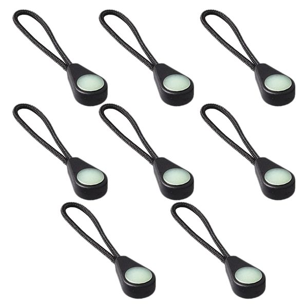 Camping Hiking Outdoor Glow in the Dark Zipper Pull Cord Set of 8