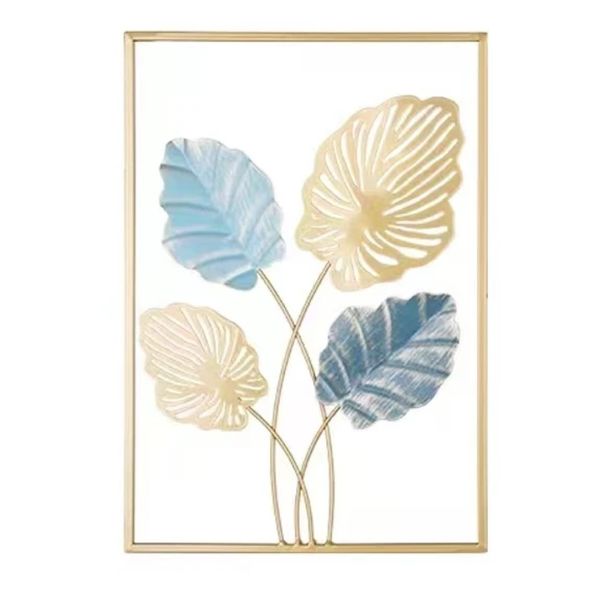 Home Decor Nordic Gold Blue Leaf Wall Hanging (43cm) - Monstera
