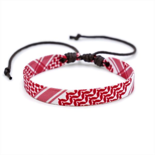 Red Arab Keffiyeh Cotton Wrap Bracelet