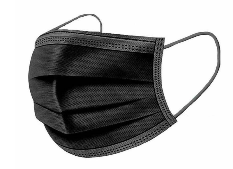 50 Piece Disposable Civilian Face Mask 3-Ply - Black