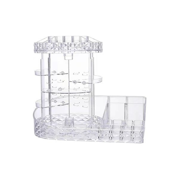 Diamond Pattern Rotating Makeup Organizer