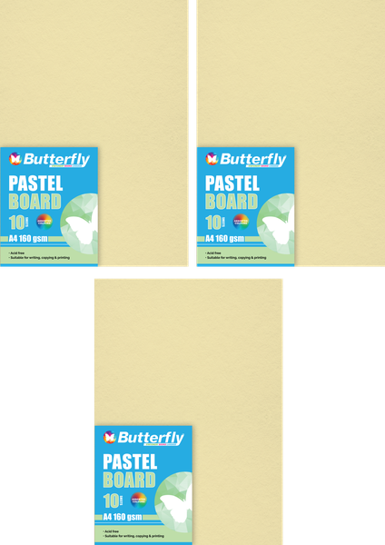 Board - A4 160Gsm Pastel - Pack Of 10 (Buff) X3