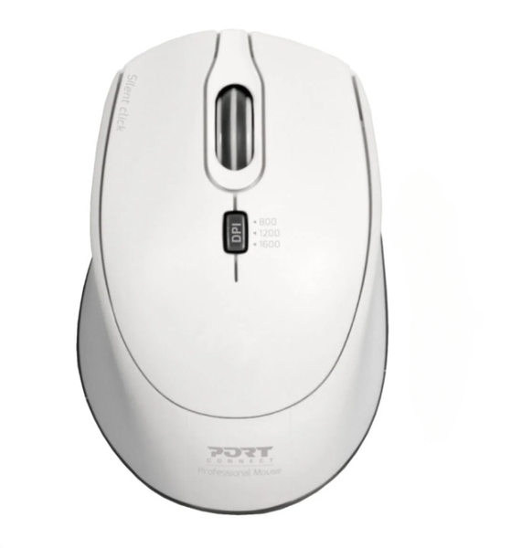 Noise-Free 3-Button Wireless Mouse - 1600 DPI Performance, Elegant White