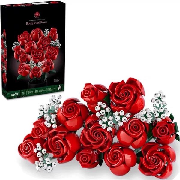 DIY Rose Bouquet Building Blocks - Red Variant - 1 Set