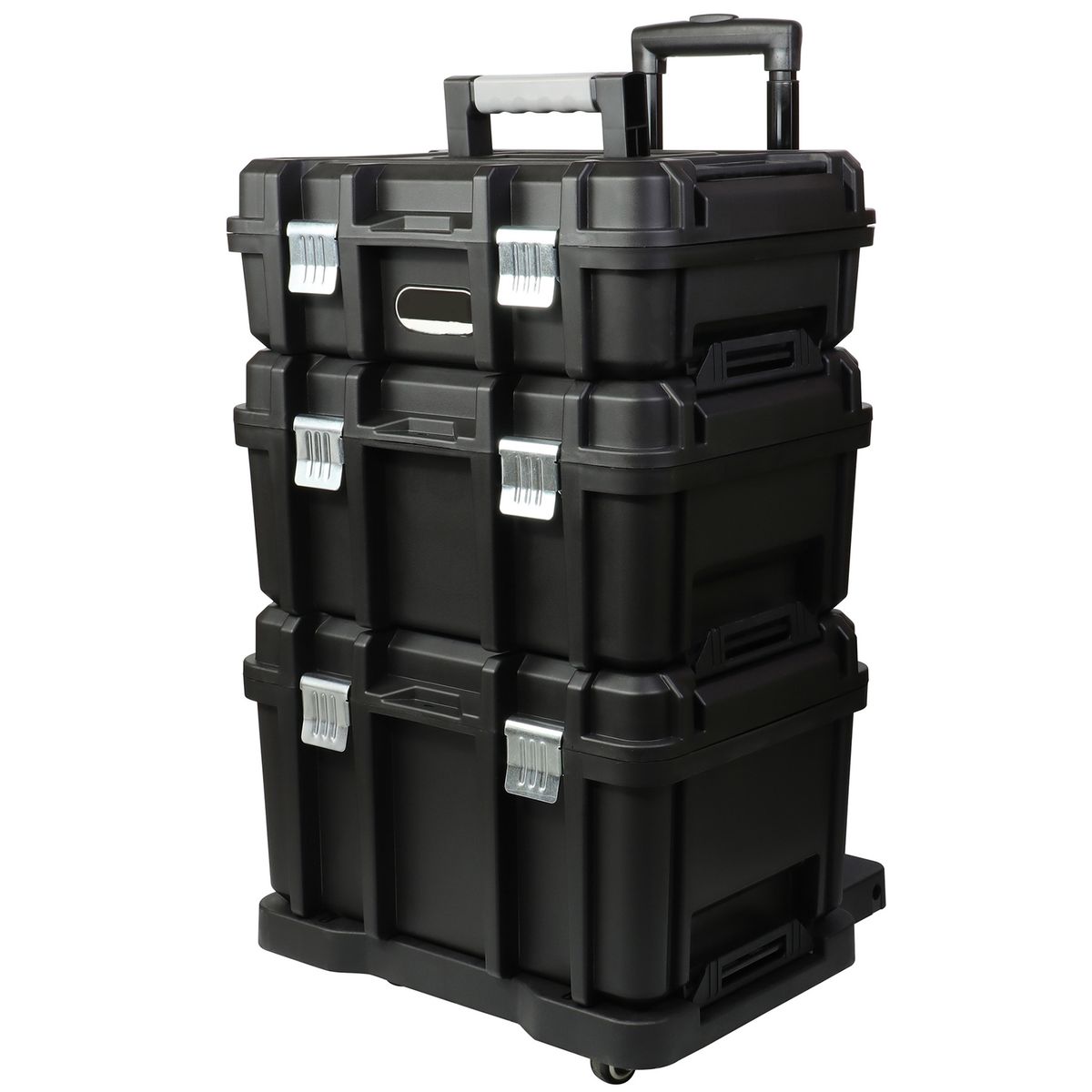 Three Layer Trolley Toolbox - Detachable and Portable - Black