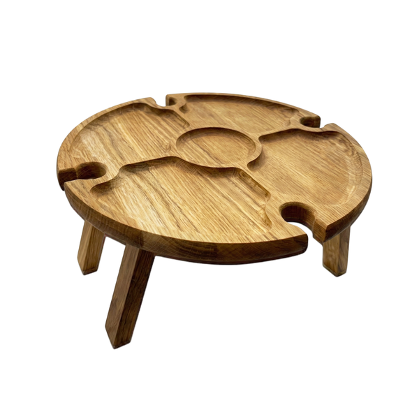 Foldable Wooden Picnic Platter Table | Portable 30cm Serving Tray
