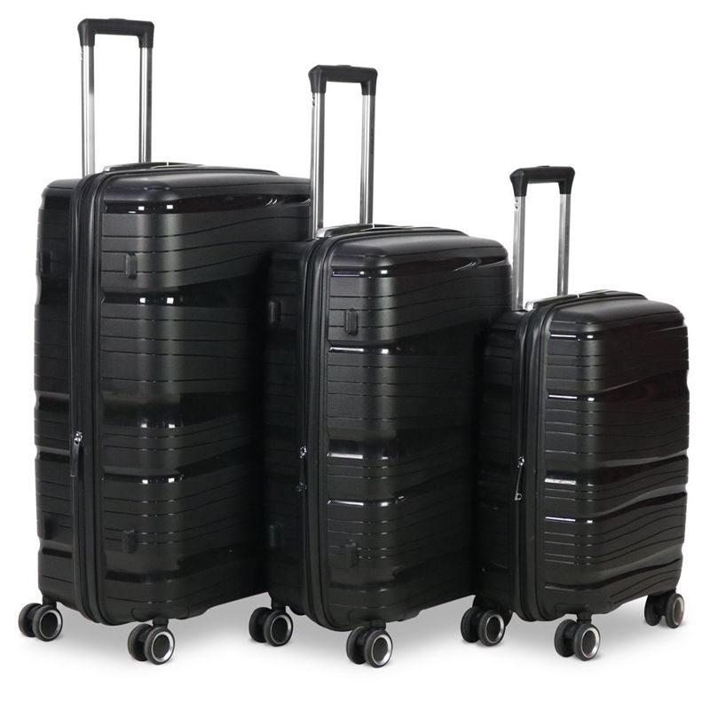 Luggage Sets 3 Piece Travel Luggage Hard Shell Suitcase PPS Material ...