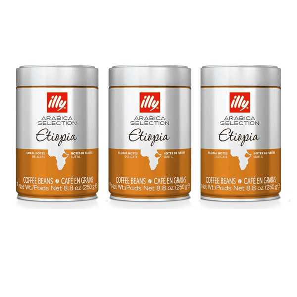 illy Ethiopia Whole Bean Coffee 100% Arabica Medium Roast 3 x 250g