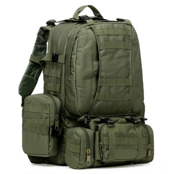 Tactical Military Backpack - 3 Molle Bags - Olive Green