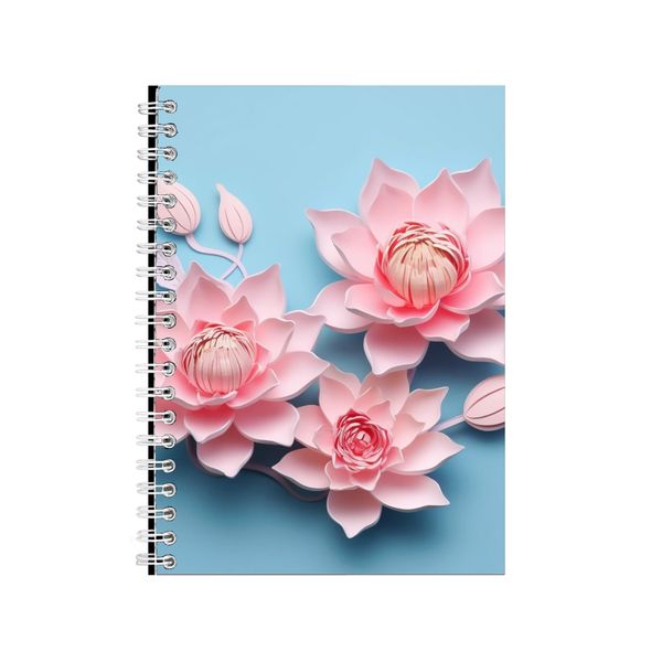 Pink Waterlily Flowers Light Blue 2 Notebook Gift Idea A4 Notepad Pad 104