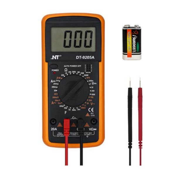 Electronic Multimeter Voltage Tester With Test Probes &amp; 9V E-Block Battery