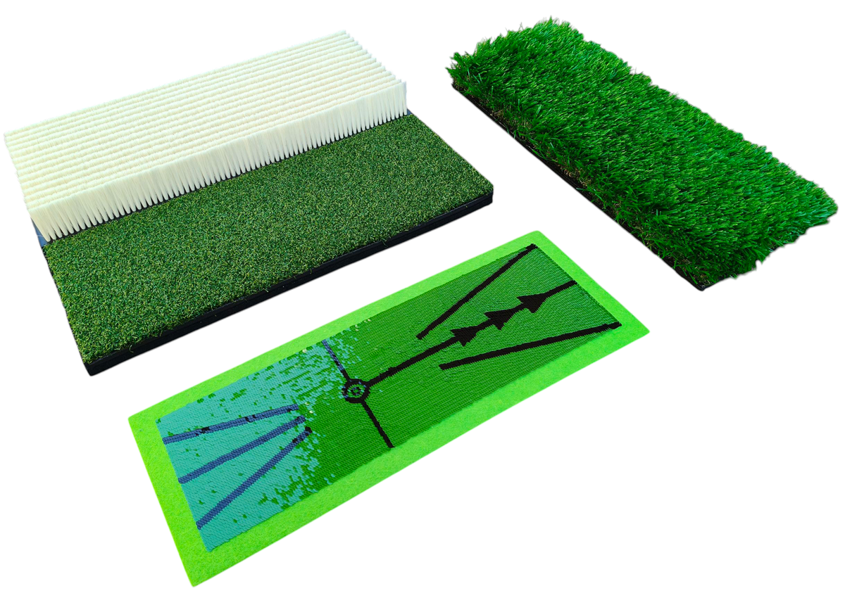 4in1 Golf Practice Hitting Mat, Swing Path Analyser, Rough, Fairway, Bunker