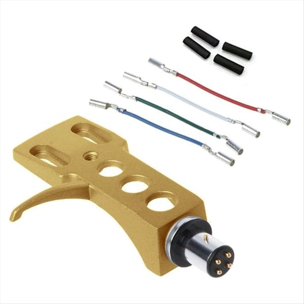 Replacement Headshell with 4X Lead Wires for Record Player Gold