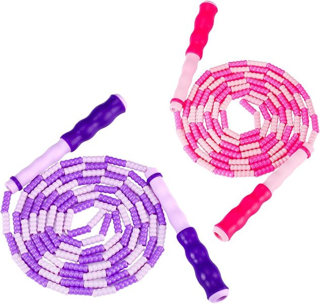 Beaded Jump Rope 2 Pack, 9ft Adjustable Tangle-Free Skipping Rope