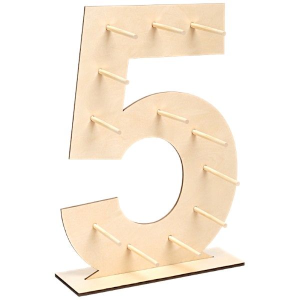 Wooden Donut Stand Display - Number 5 - Freestanding Party Dessert Holder