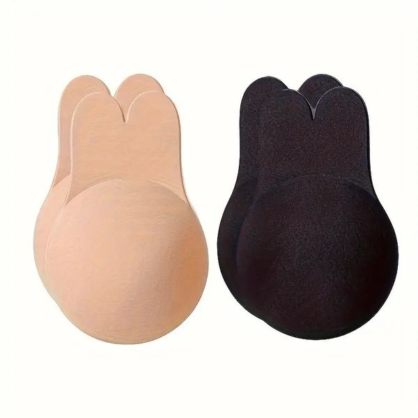 2 Pairs Black Skin Self-Adhesive Reusable Breast Lift Bra - YKR063