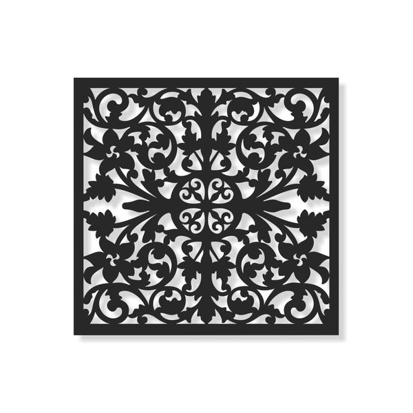 Aluminum Decorative Screen - Geometric Floral Pattern Square