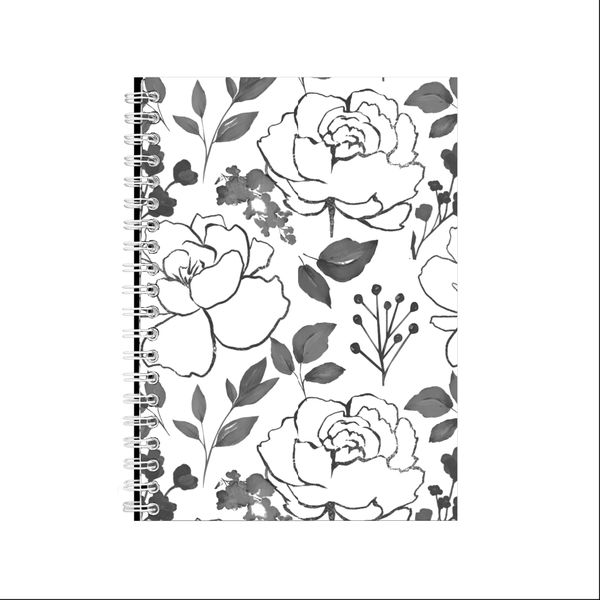 Rose Leaf A5 Notebook Spiral and Lined with B&amp;W Graphic Notepad Present 133