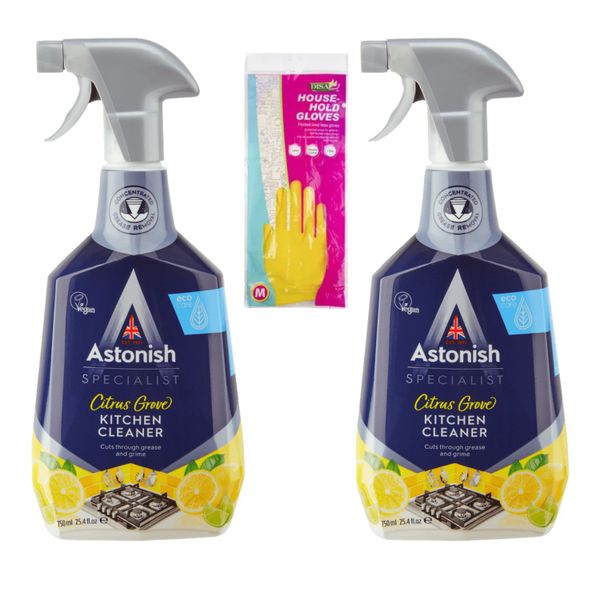 Kitchen Cleaner 2-Pack + Gloves - Citrus Degreaser | Astonish