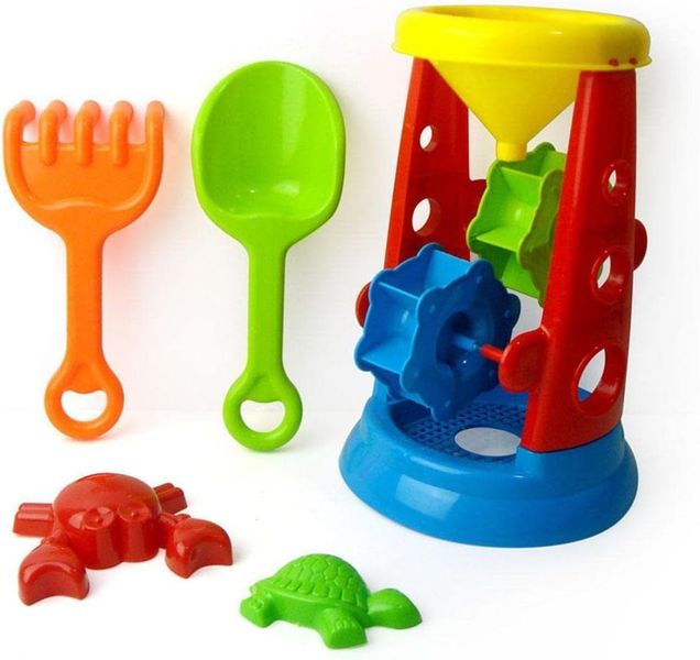 Beach Sand Toy Water Wheel Tower Set - 6 Piece For Kids