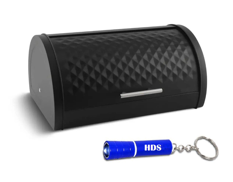 Haus Roland Bread Bin - Black with HDS Branded Keyring Torch