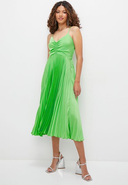 Cami Pleated Fit And Flare Midi Dress