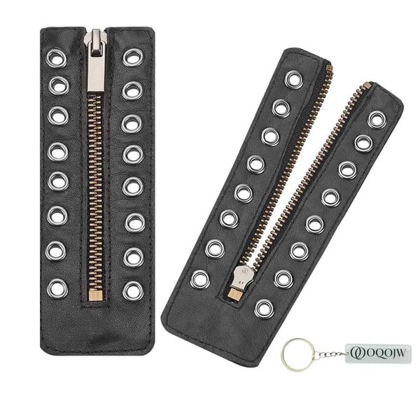 OQOJW PU Leather Shoelaces, Lace In Boot Zipper for Hiking Athletic Shoes