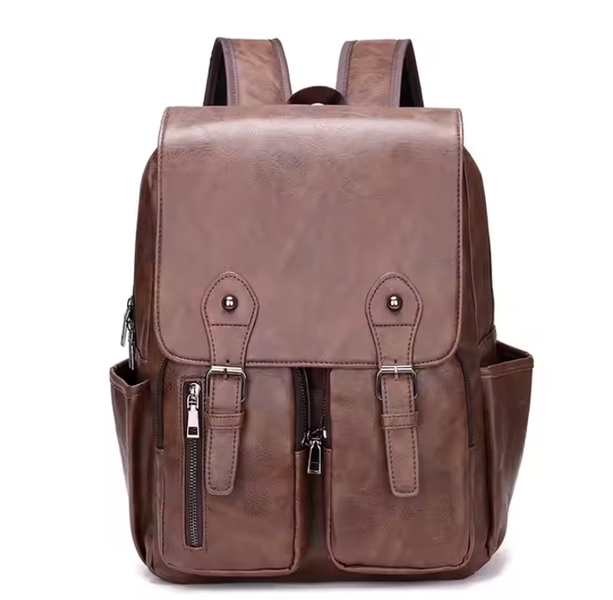 Vintage Leather-Look Laptop Backpack - Stylish &amp; Durable for Work &amp; Travel