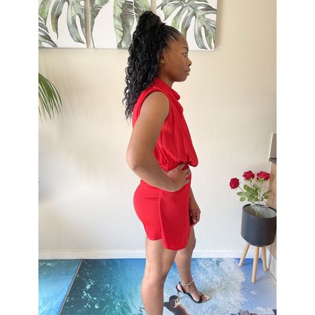 Red romper hot sale jumpsuit