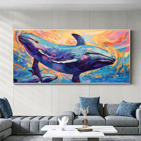 Canvas Wall Art -Whale Family - 0831