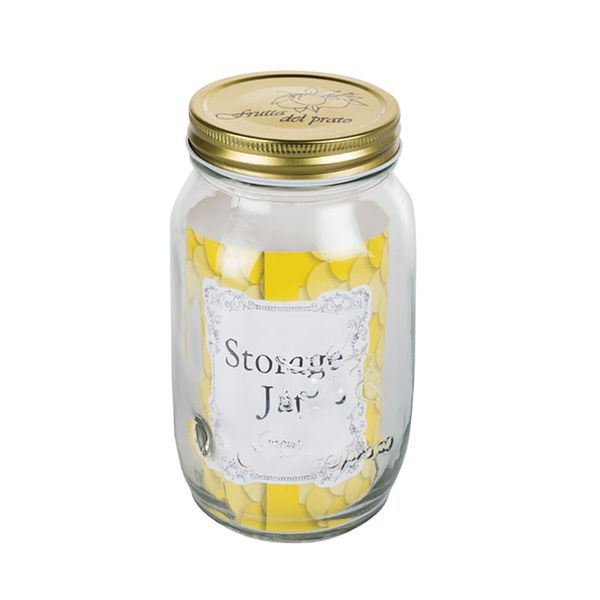Set of 3 x Embossed Glass Storage 950ml Jar 10x17cm