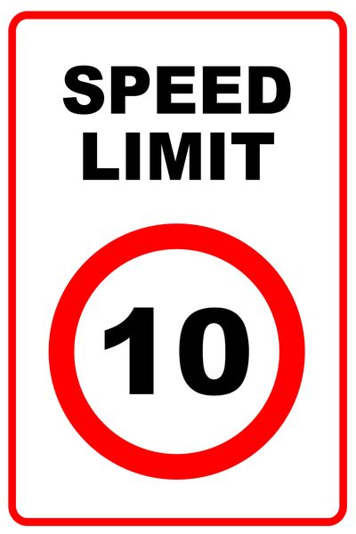 Speed Limit 10 Sign 40x60cm - 2 Pack.