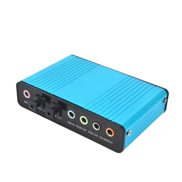 USB 6 Channel 5.1 / 7.1 Surround External Sound Card (Blue)