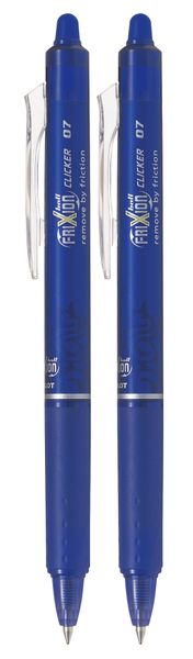 Pilot Frixion Ball Clicker 0.7mm Erasable Pack of 2 - Blue