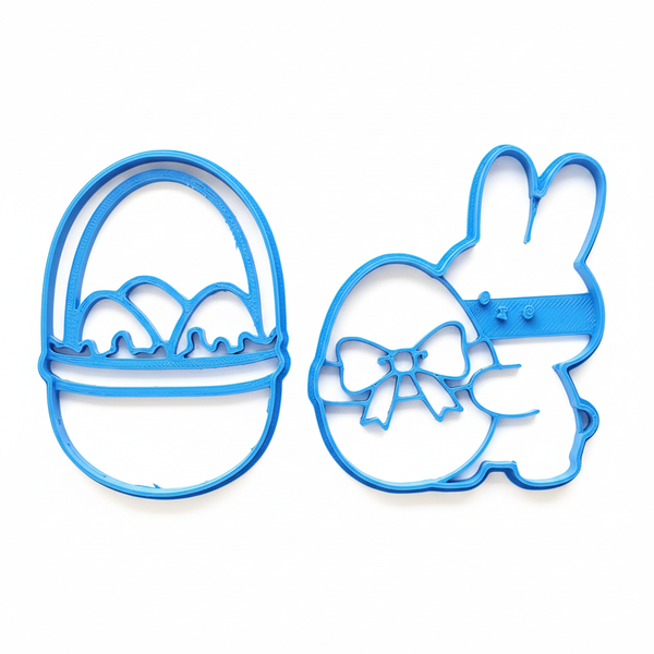 Easter Cookie Cutter Set - Bunny with Egg &amp; Egg Basket - 8cm - 2-Piece