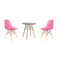 Transparent Color Dining Wooden Leg Chairs and Table with Wooden Legs