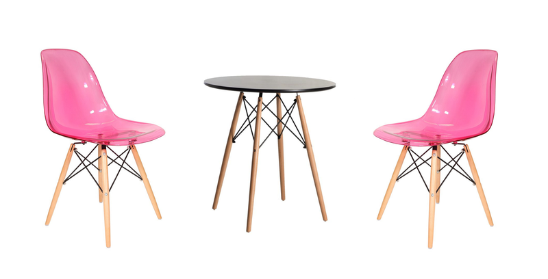 Transparent Color Dining Wooden Leg Chairs and Table with Wooden Legs