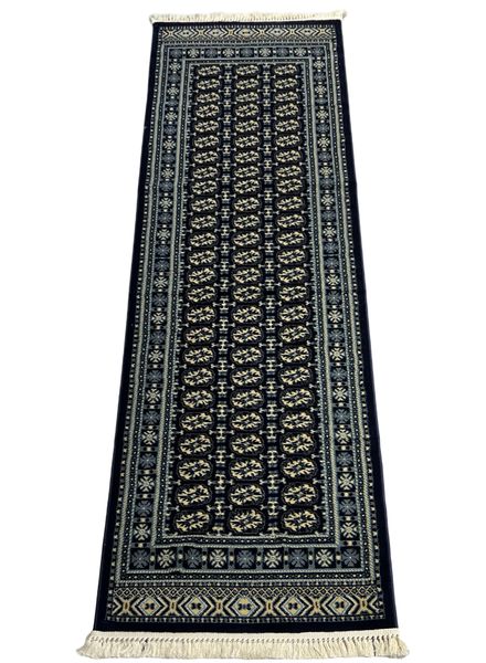 Bokhara Style Beige Blue Runner Rug - 300 x 80 cm