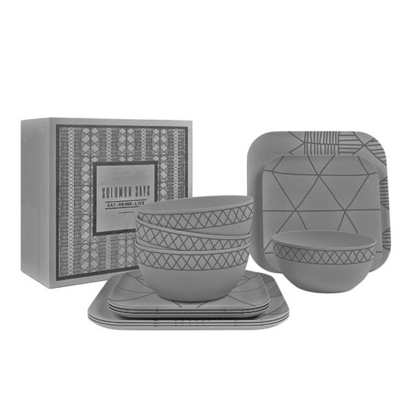 Bamboo Outdoor Dinnerware 12 Piece Set - Cool Grey