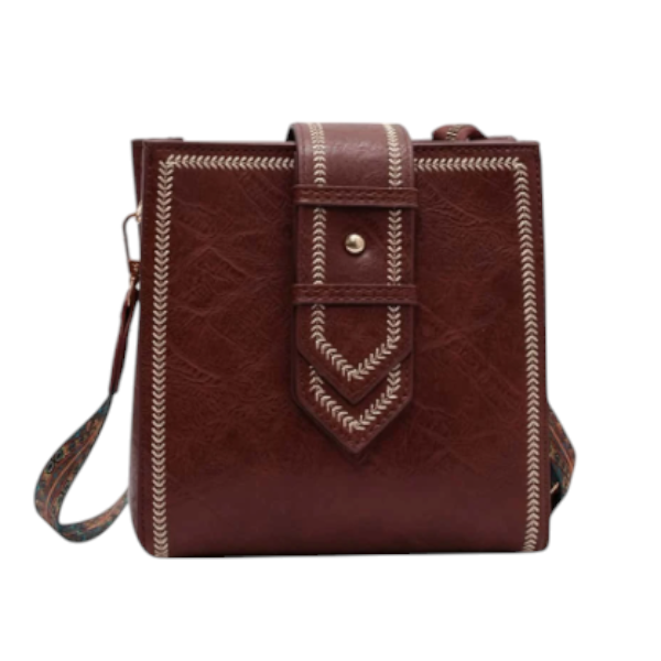 Vintage Stitch Mini Crossbody Bag - Chestnut Brown
