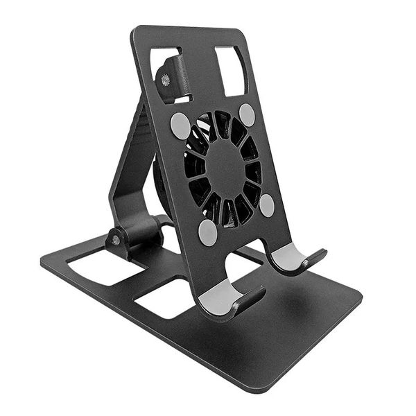 Universal Metal Phone Holder with Cooling Fans Mini Adjustable Bracket 360
