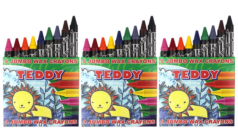Teddy Jumbo Wax Crayons C9 - 14mm X 3 Packs