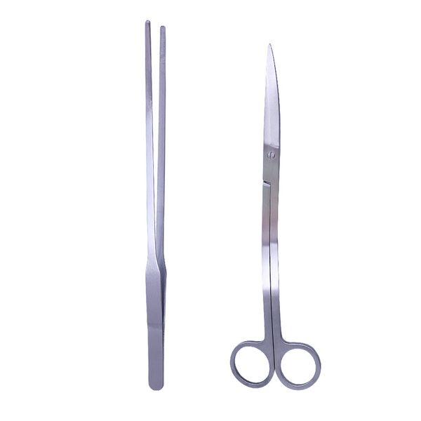 2 Piece Stainless Steel Aquarium Aquascaping Scissor Tweezer Tool Set