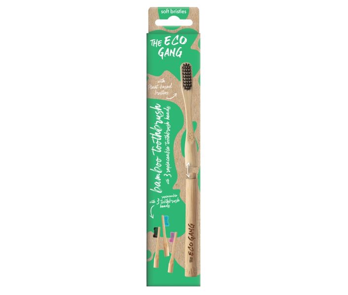 The Eco Gang Bamboo Toothbrush With 3 Replaceable Heads Soft