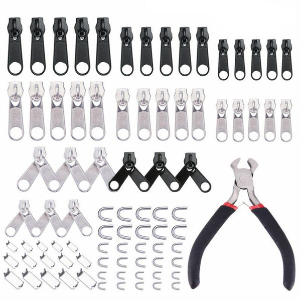 85 Piece Replacement Zip Zipper Heads Repair Kit Metal Zipper Fixer