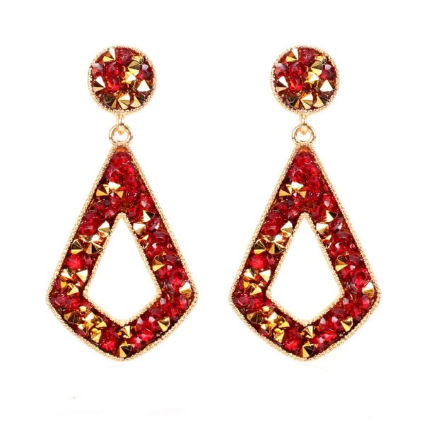 Bohemian Personality Red Rhinestone Earrings, Alloy Drop &amp; Dangle Earrings