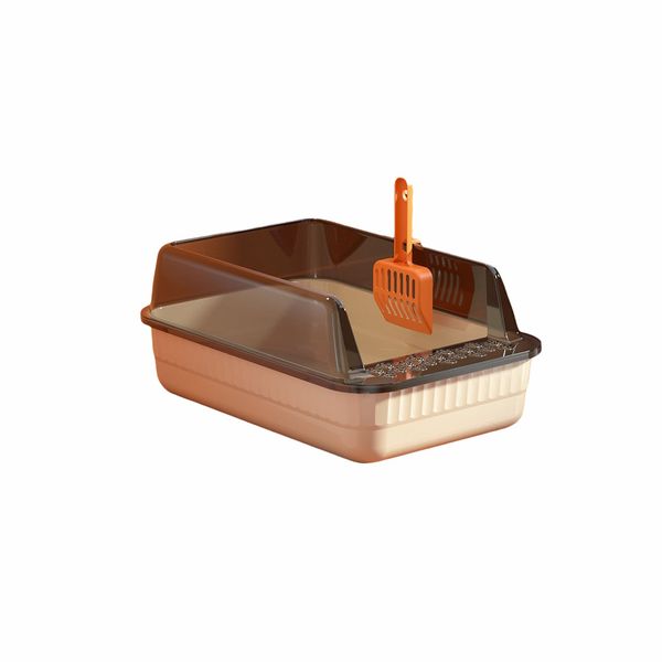 Meshine-White Semi-Enclosed Large Space Litter Box With Litter Scoop