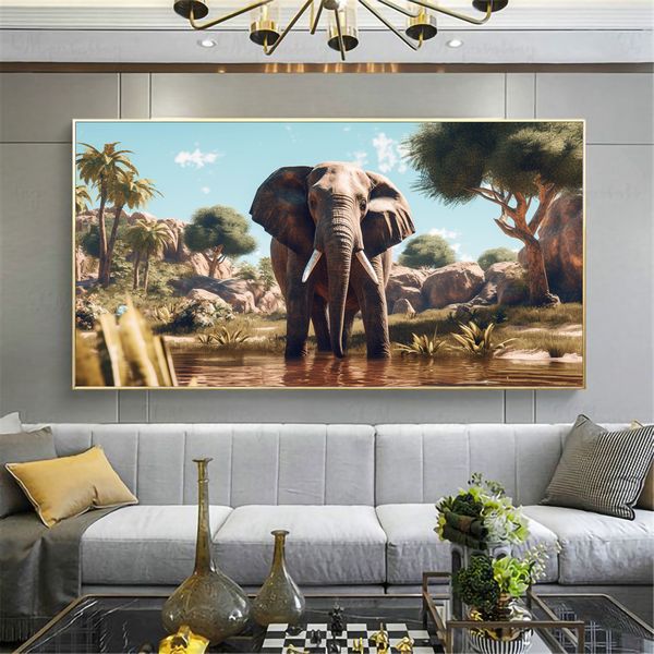 Canvas Wall Decor - Elephant Oasis - 0568
