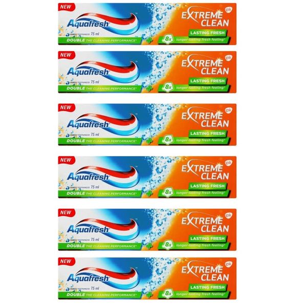 Aquafresh Extreme Clean Lasting Fresh Fluoride Toothpaste - (12x 75ml)