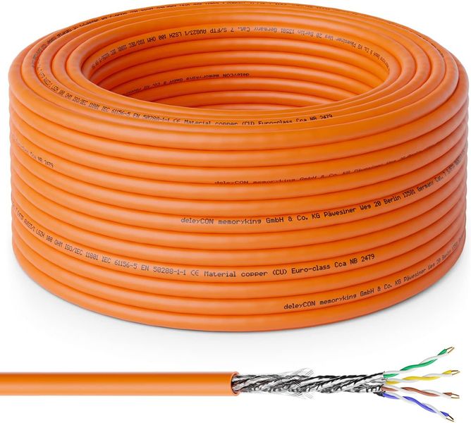 Entratech CAT7 Bare Copper 300m S/FTP PIMF halogen-free 10GB/s - ORANGE